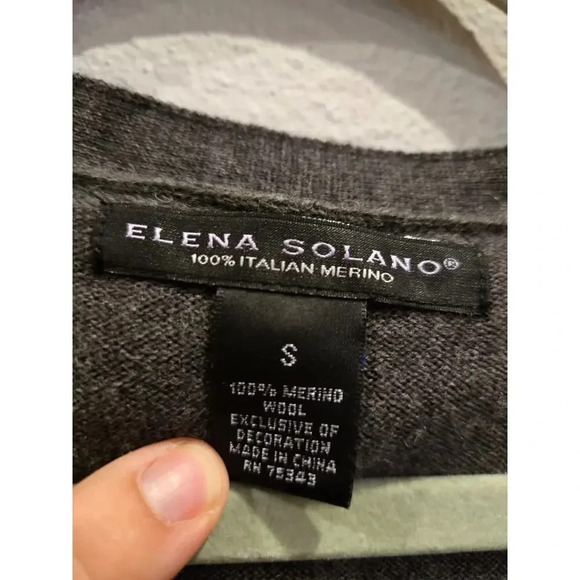 Elena Solano Women's Gray Wool Wrap Sweater S Ruffle Buckle Casual Fall - Picture 3 of 9